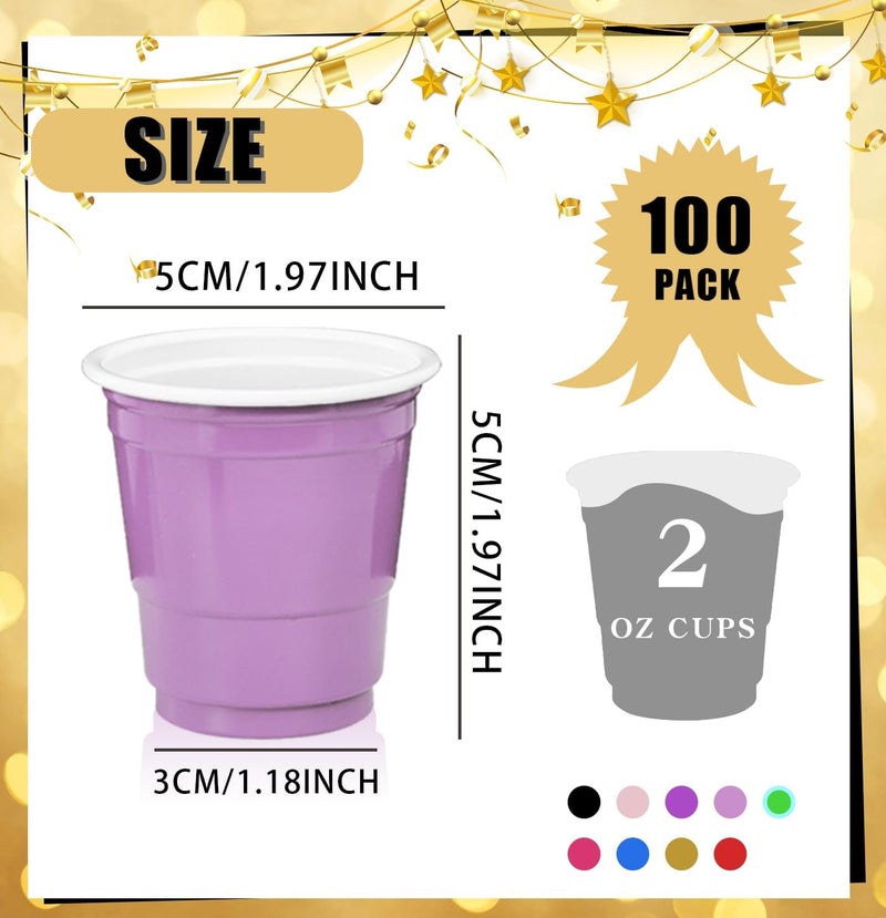 MUNILAIL 100 Pack 2 oz Plastic Shot Cups Disposable Shot Glasses Light Purple Shot Cups for Party Wedding Wine Beer Shooting Games Mini Shot Cups - Image 2